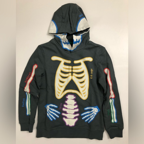 NWOT Mini Boden Glow Print Skeleton Hoodie - Picture 6 of 8